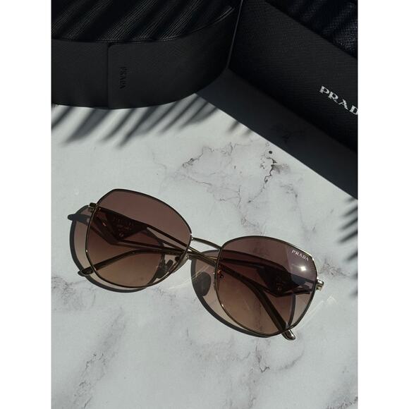 NEW Prada PR57YS Sunglasses in Gold Brown Gradient - Picture 2 of 7